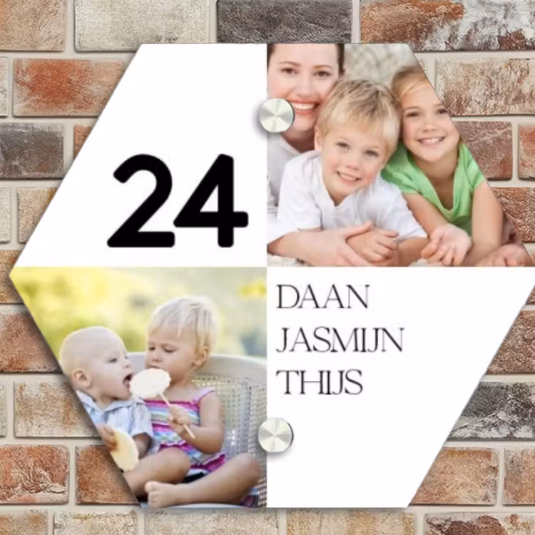 Naambordje voordeur - Hexagon - Familieportret strak - Klassiek — 4