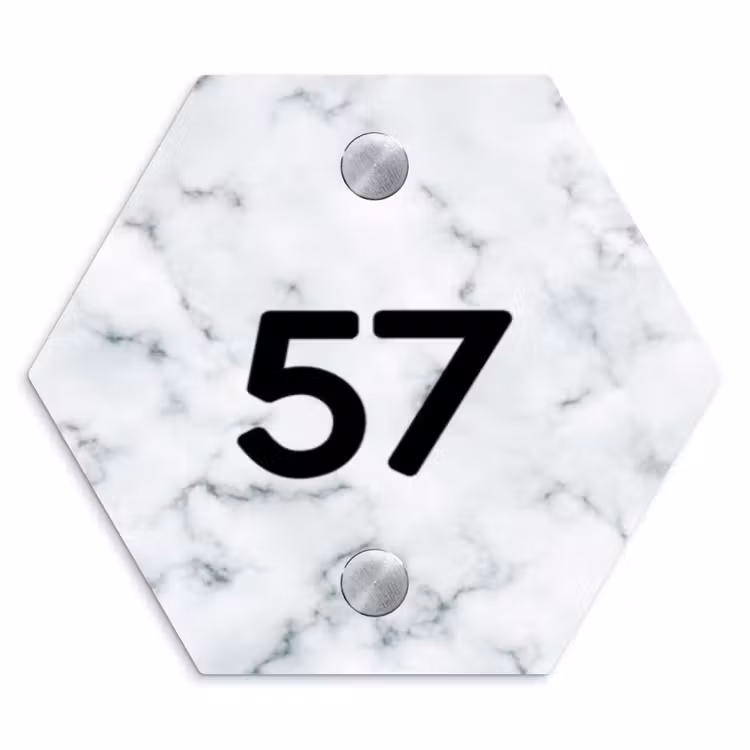 Naambordje voordeur - Hexagon - Lichtblauw marmer - Traditioneel — 1