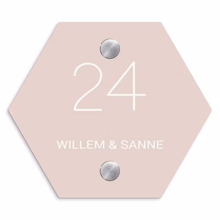 Naambordje voordeur - Hexagon - Lichtroze - Klassiek — 1
