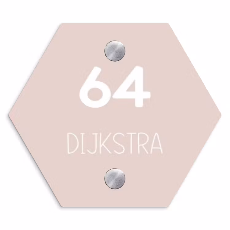 Naambordje voordeur - Hexagon - Lichtroze - Modern — 1