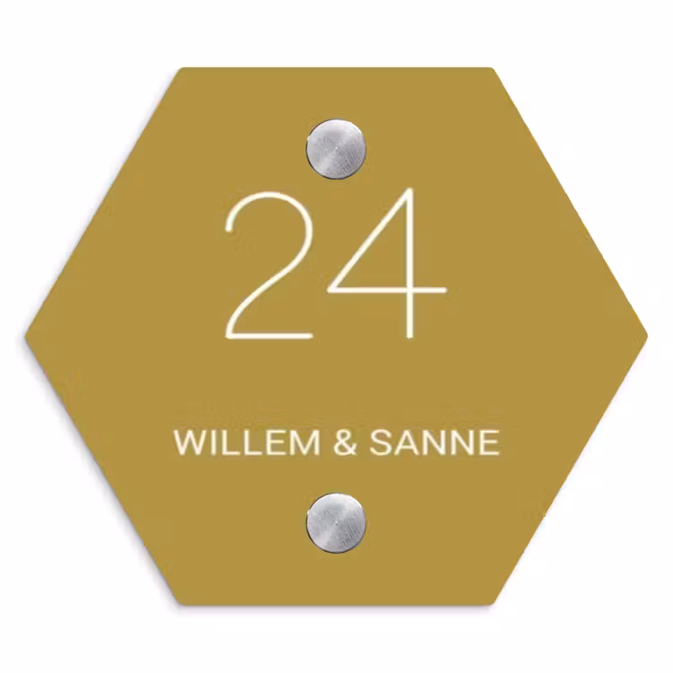 Naambordje voordeur - Hexagon - Okergeel - Klassiek — 1