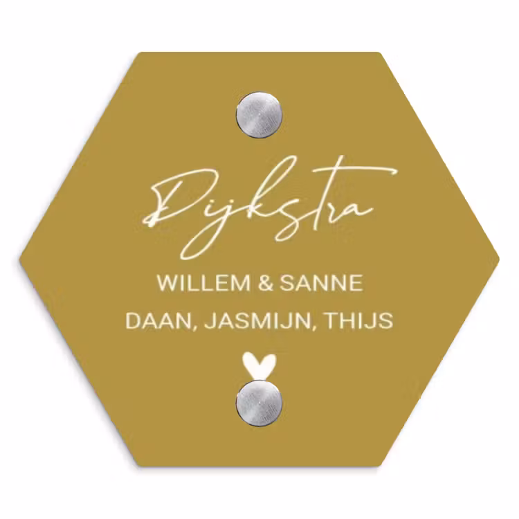 Naambordje voordeur - Hexagon - Okergeel - Sierlijk — 1