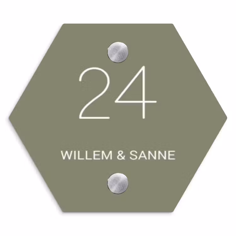 Naambordje voordeur - Hexagon - Olijfgroen - Klassiek — 1