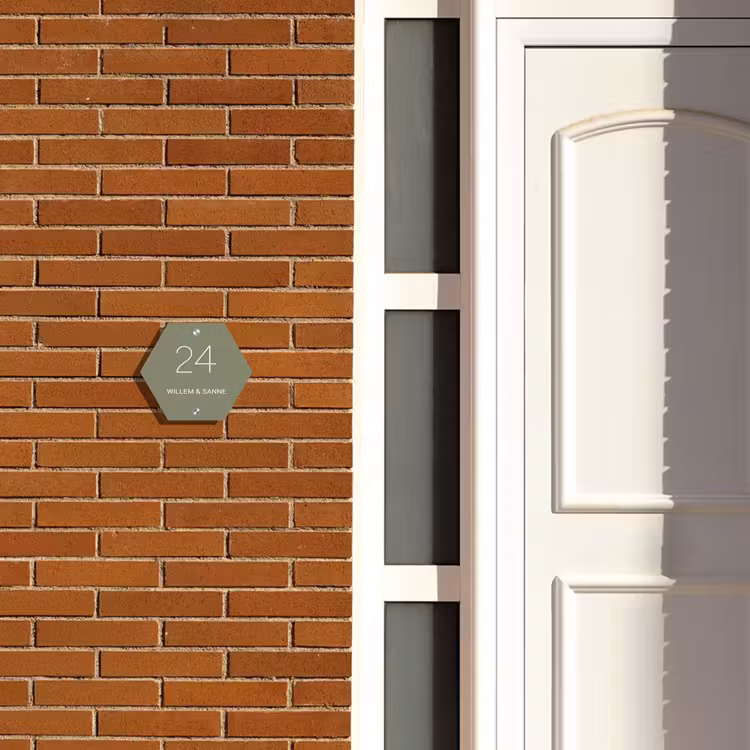 Naambordje voordeur - Hexagon - Olijfgroen - Klassiek — 2