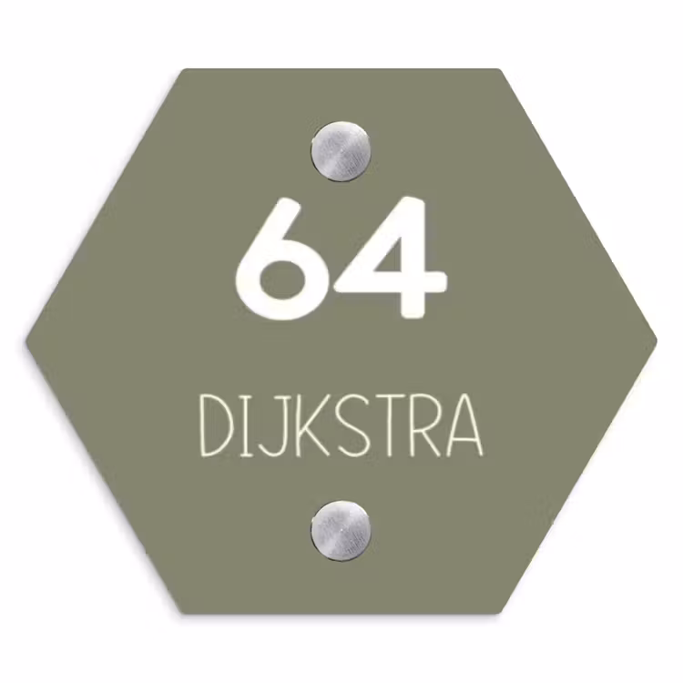 Naambordje voordeur - Hexagon - Olijfgroen - Modern — 1