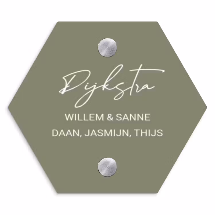 Naambordje voordeur - Hexagon - Olijfgroen - Sierlijk — 1