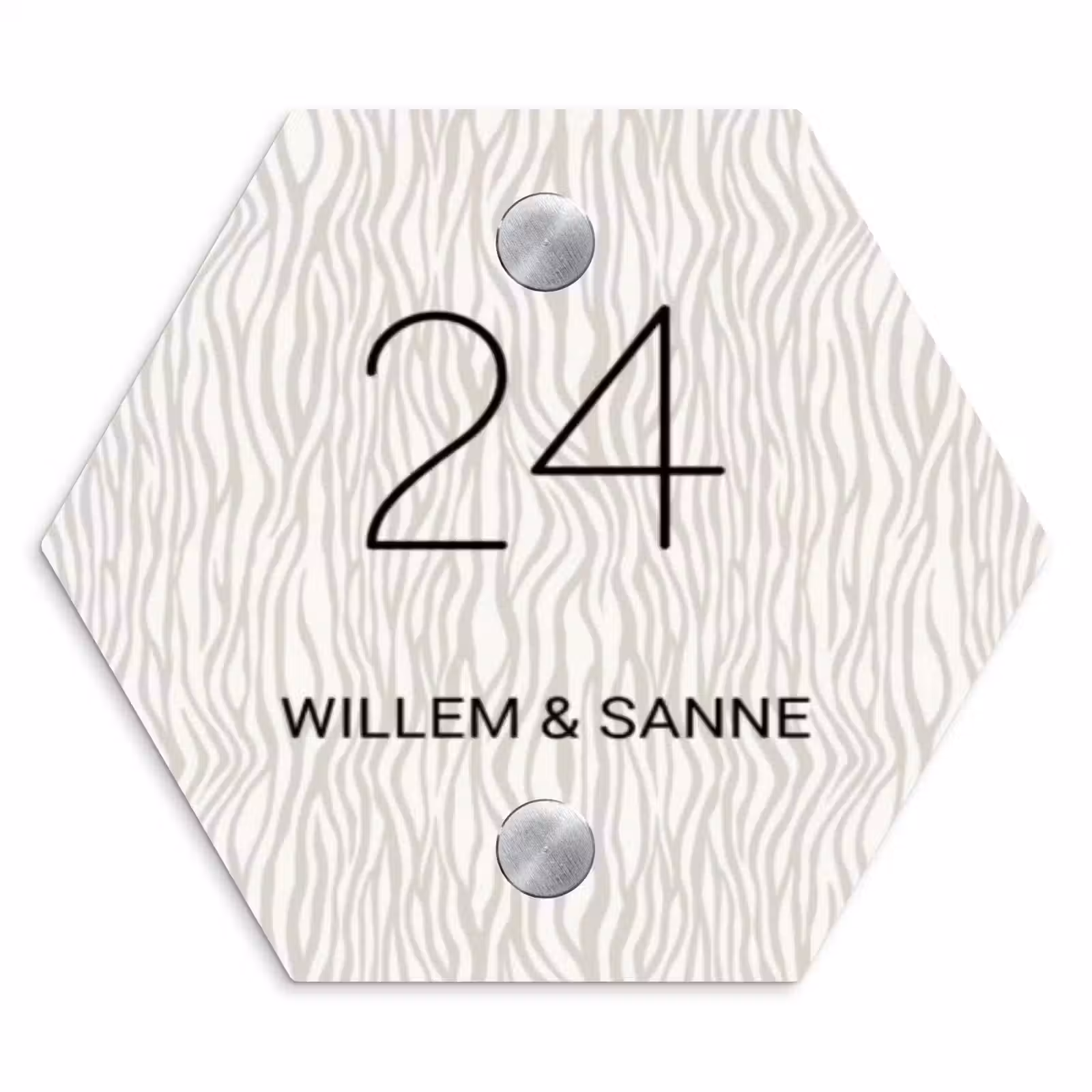 Naambordje voordeur - Hexagon - Beige golvende strepen - Klassiek — 1