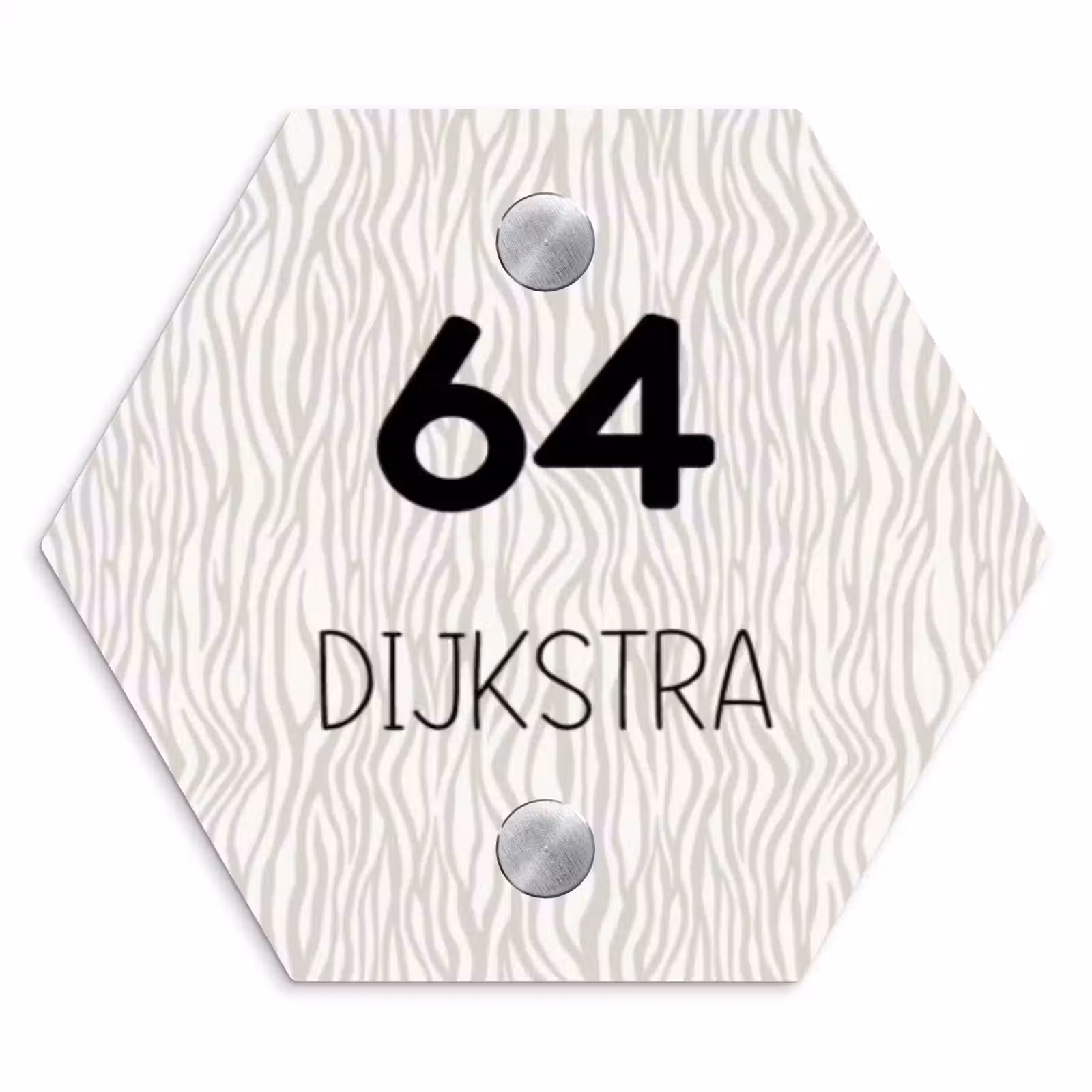 Naambordje voordeur - Hexagon - Beige golvende strepen - Modern — 1