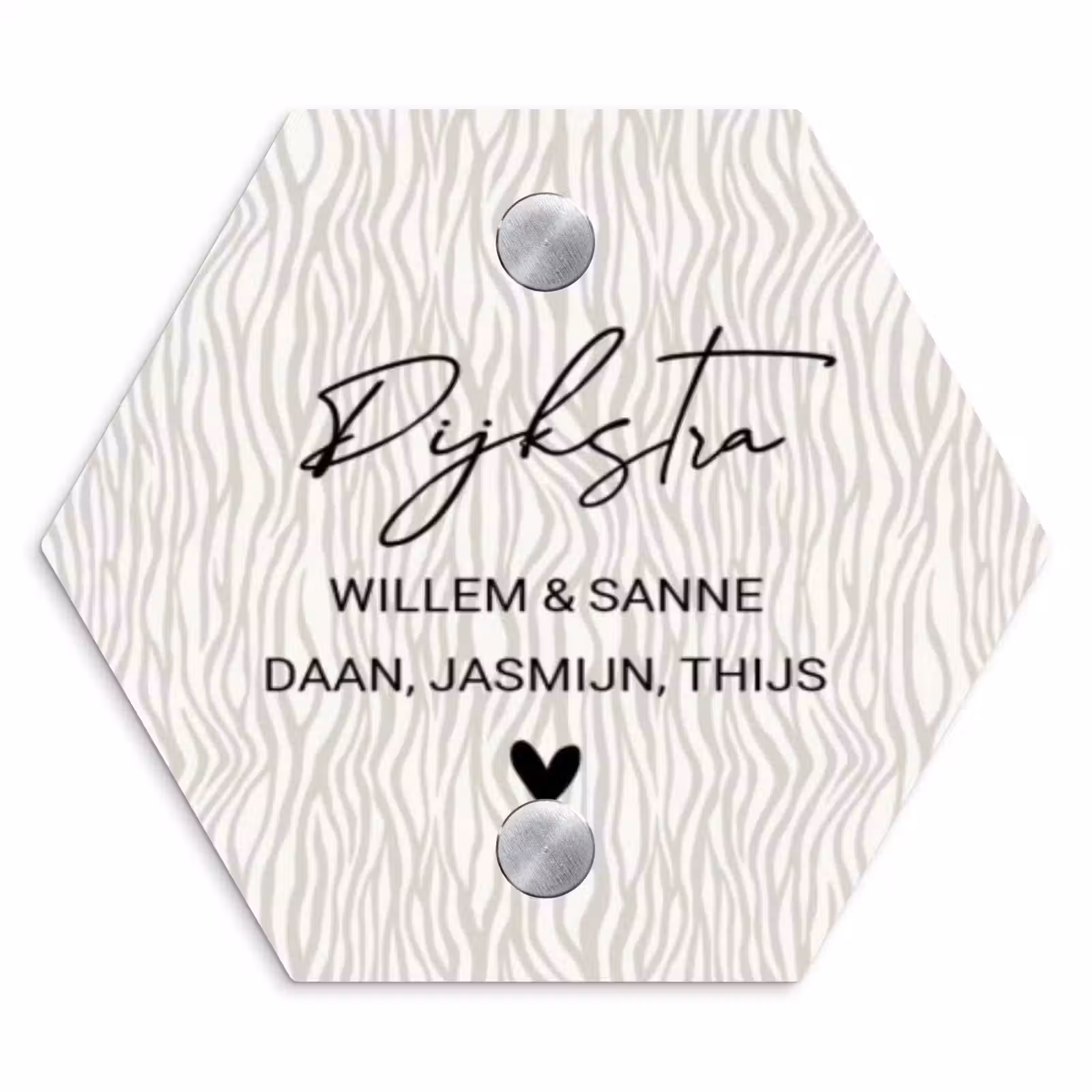 Naambordje voordeur - Hexagon - Beige golvende strepen - Sierlijk — 1
