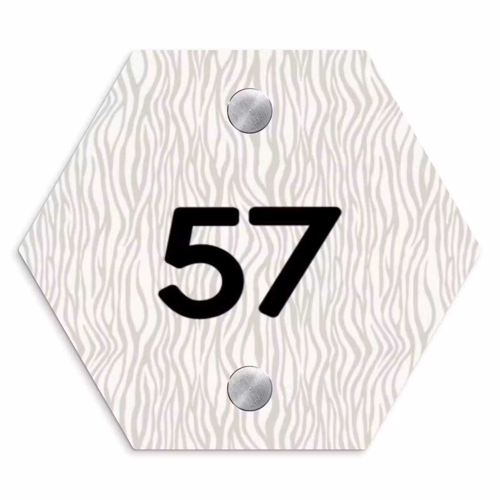 Naambordje voordeur - Hexagon - Beige golvende strepen - Traditioneel — 1