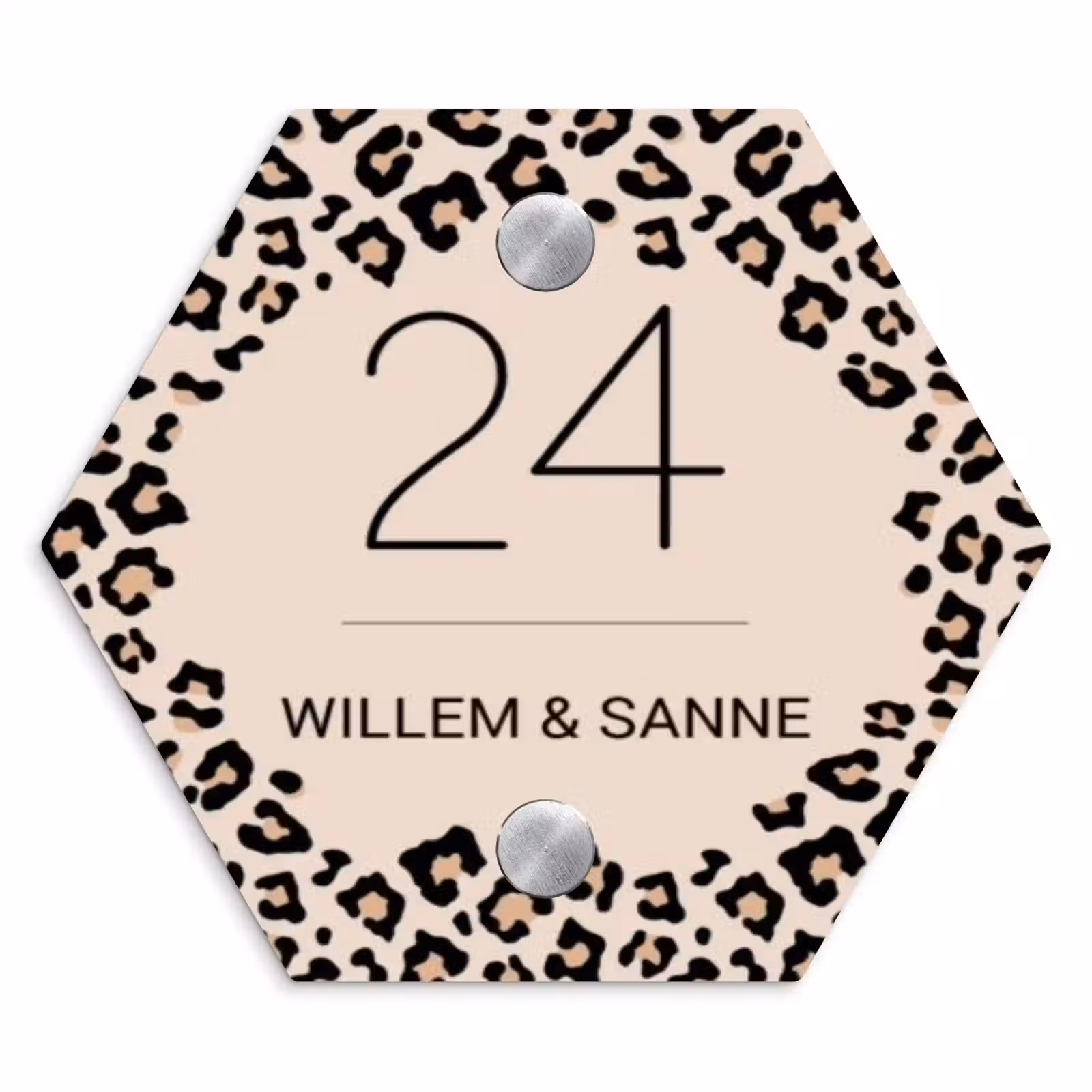 Naambordje voordeur - Hexagon - Beige luipaardprint - Klassiek — 1