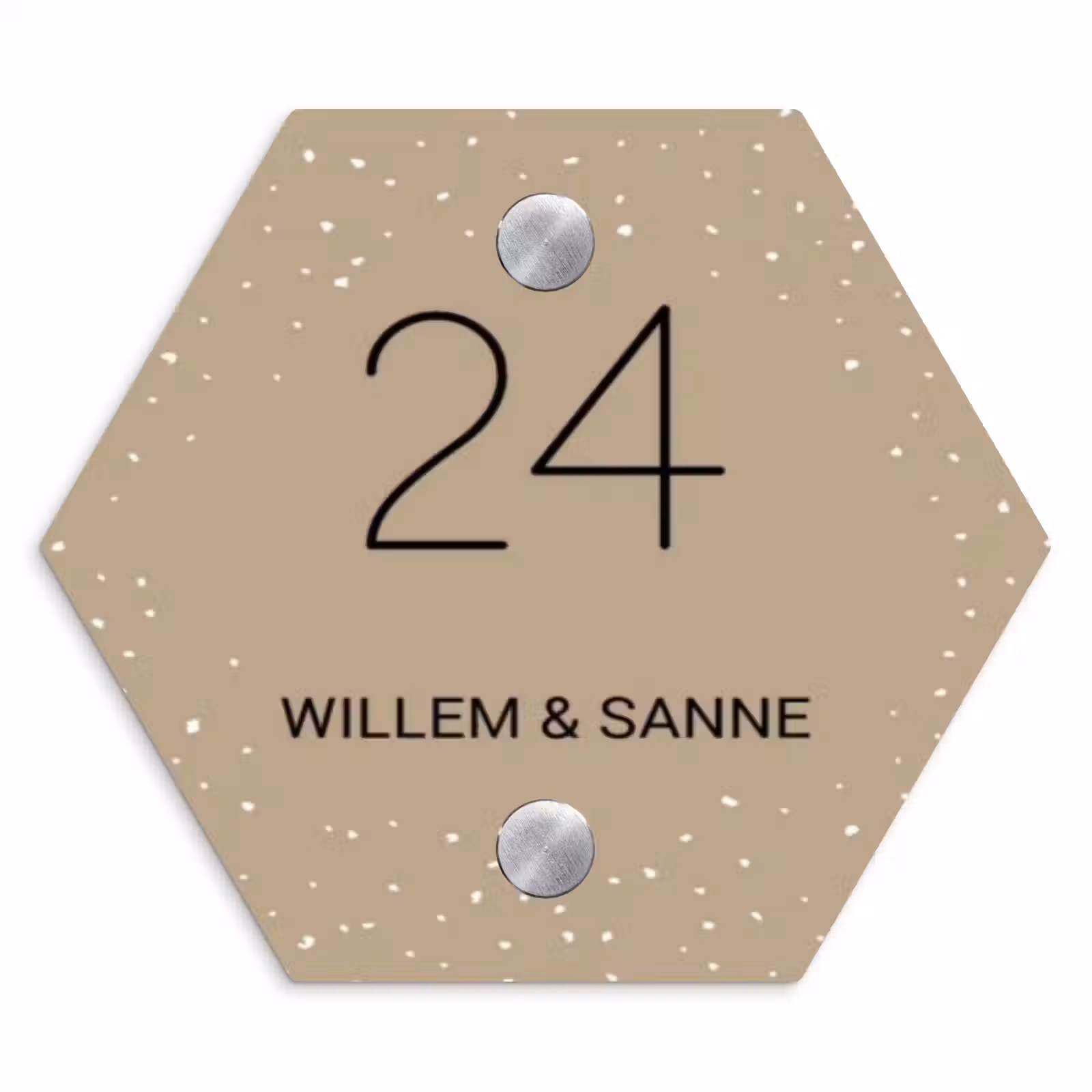 Naambordje voordeur - Hexagon - Beige met stippen - Klassiek — 1