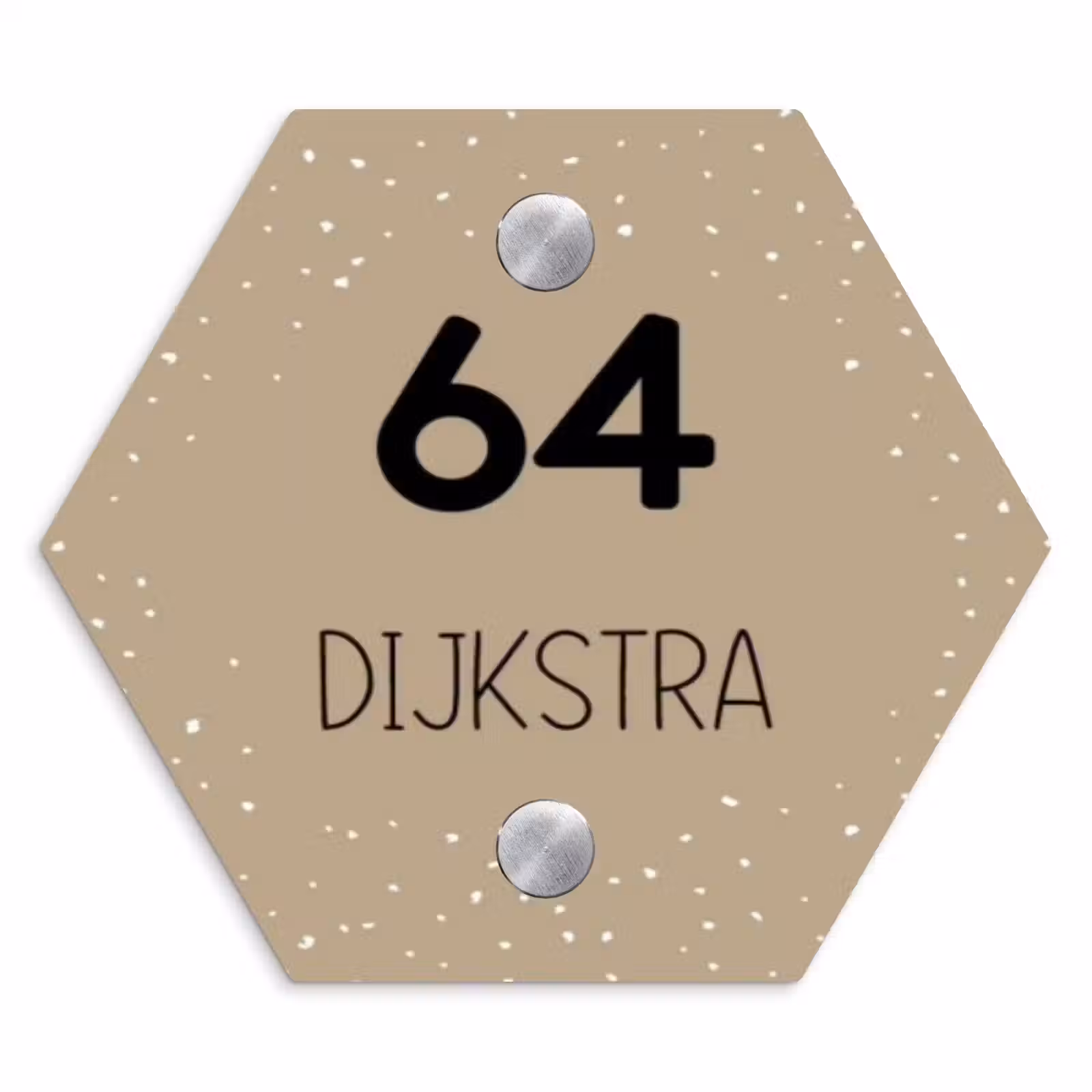 Naambordje voordeur - Hexagon - Beige met stippen - Modern — 1
