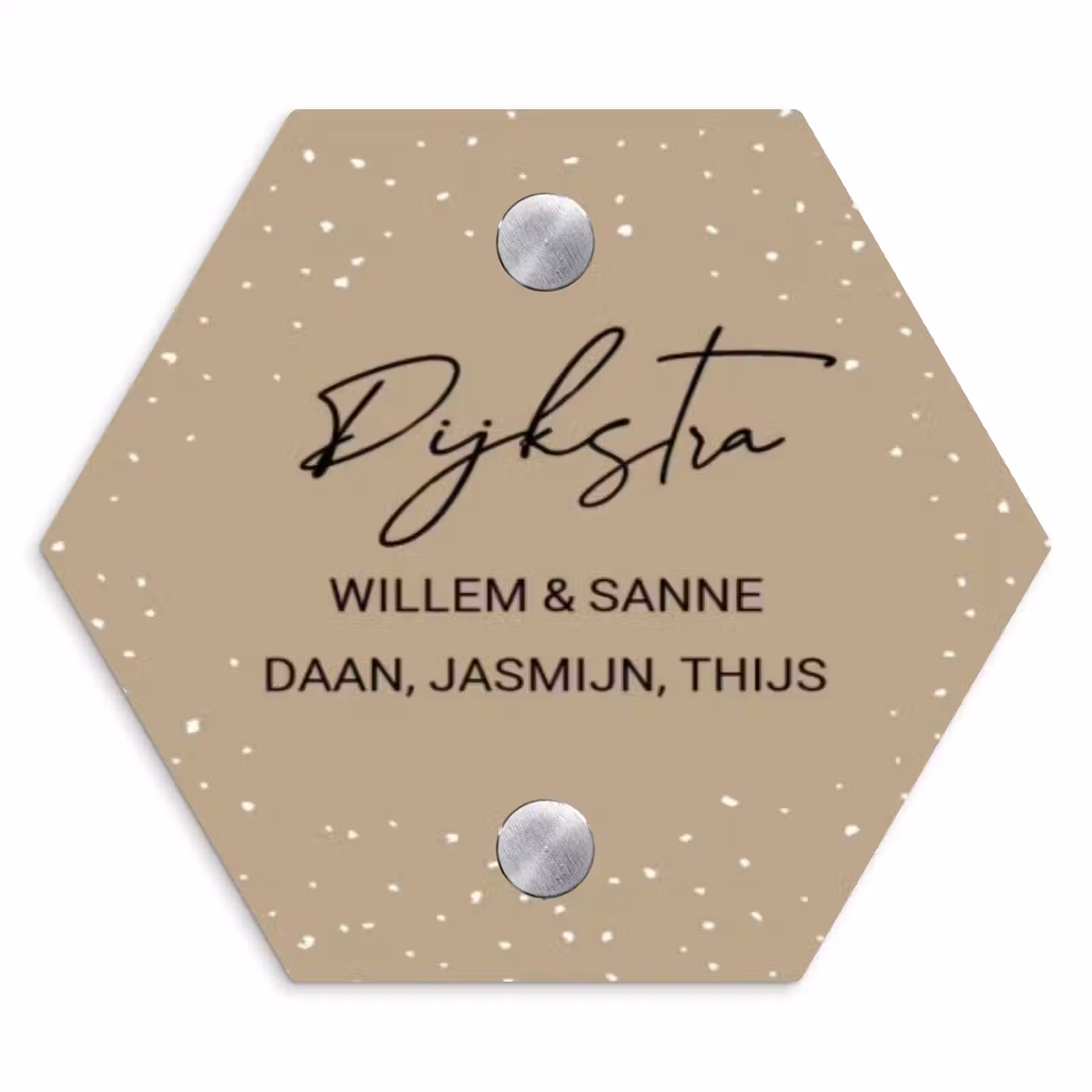 Naambordje voordeur - Hexagon - Beige met stippen - Sierlijk — 1