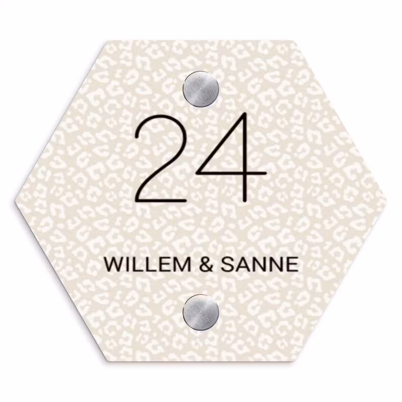 Naambordje voordeur - Hexagon - Beige panterprint - Klassiek — 1