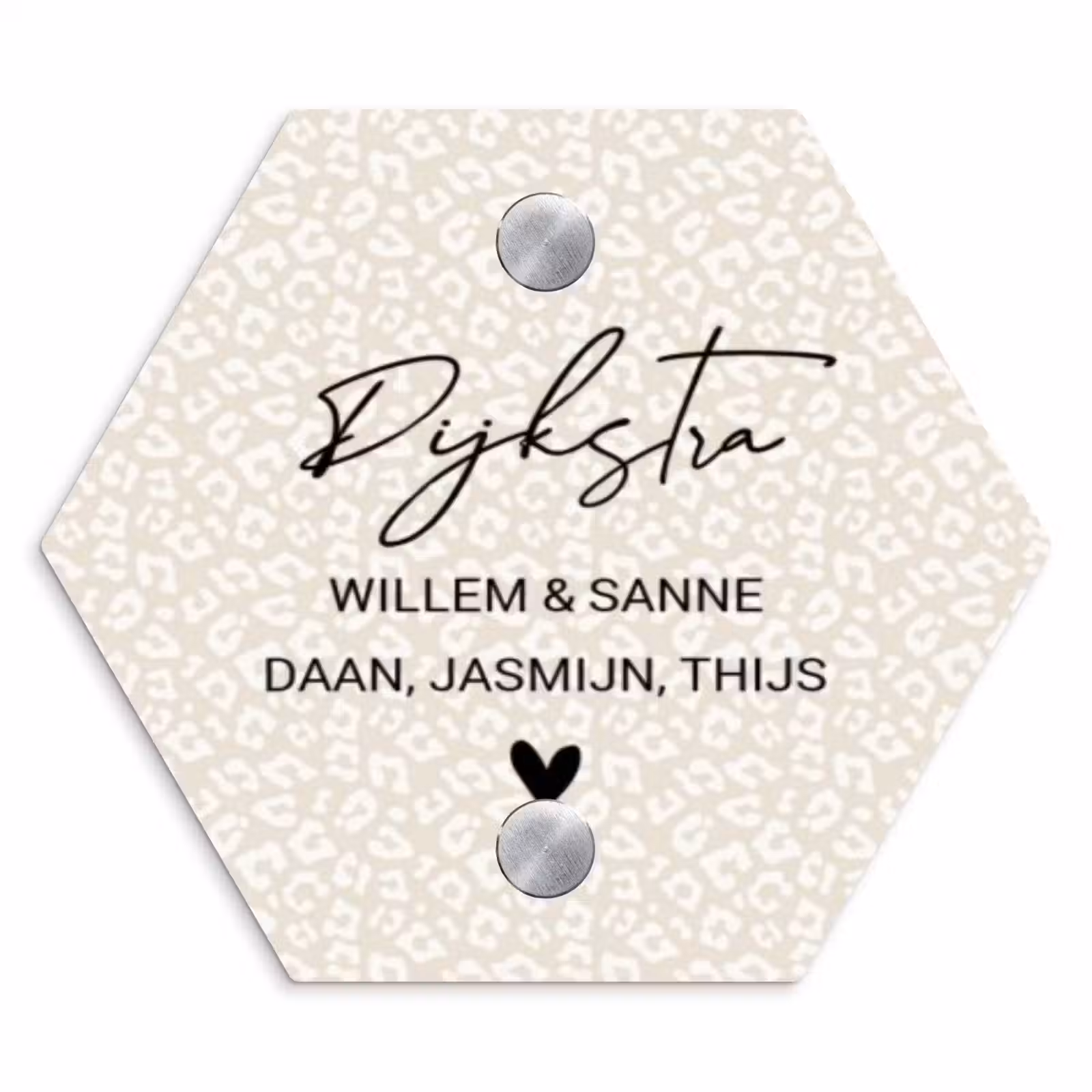 Naambordje voordeur - Hexagon - Beige panterprint - Sierlijk — 1