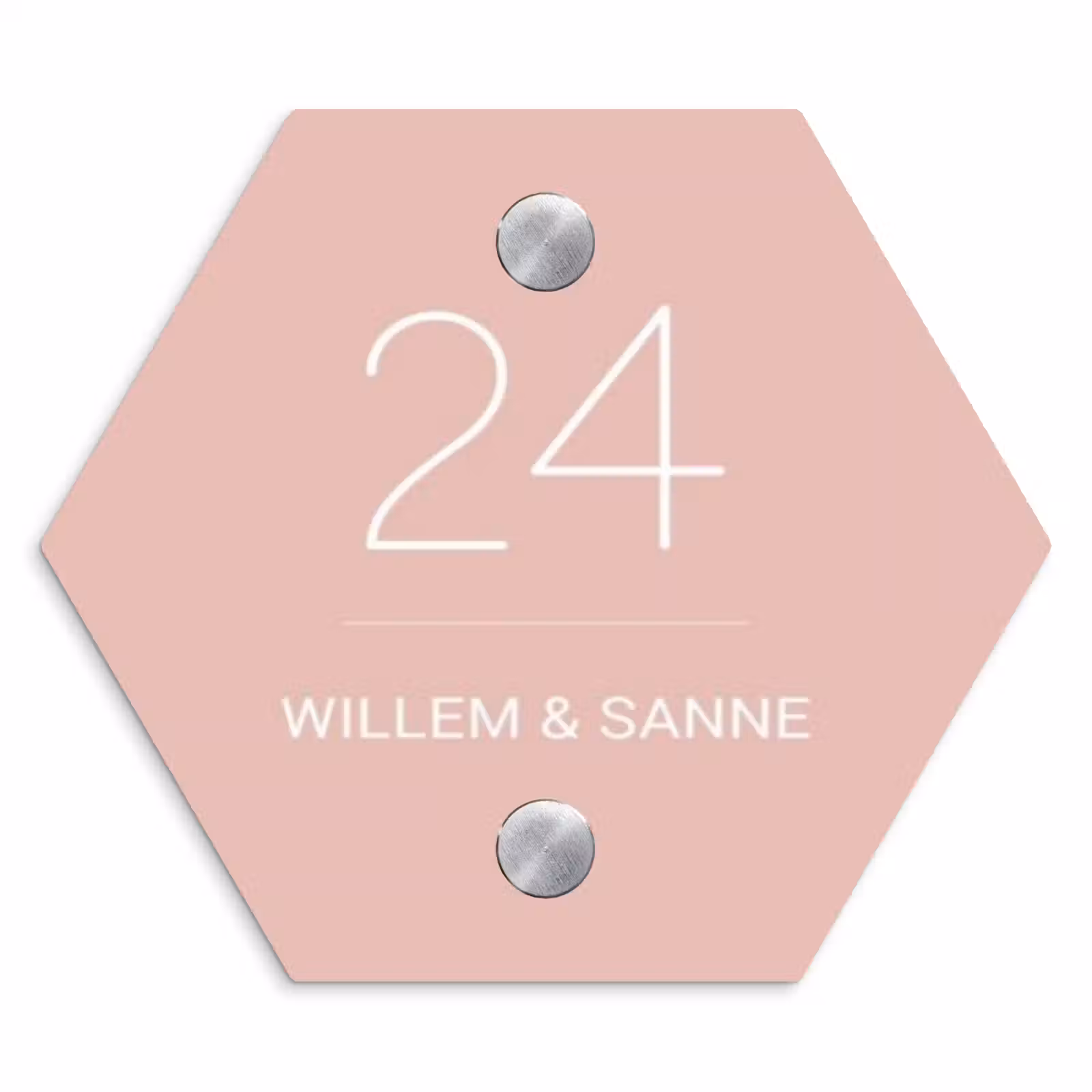 Naambordje voordeur - Hexagon - Effen roze - Klassiek — 1