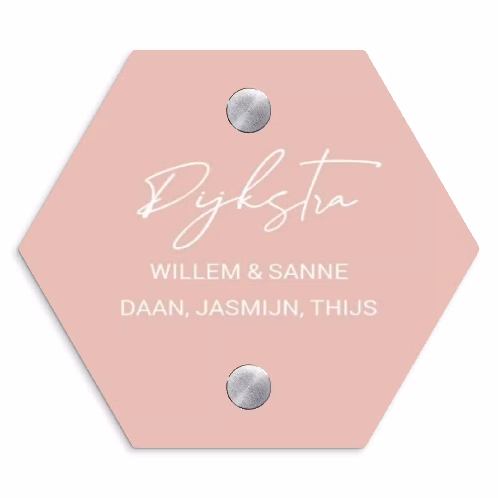 Naambordje voordeur - Hexagon - Effen roze - Sierlijk — 1