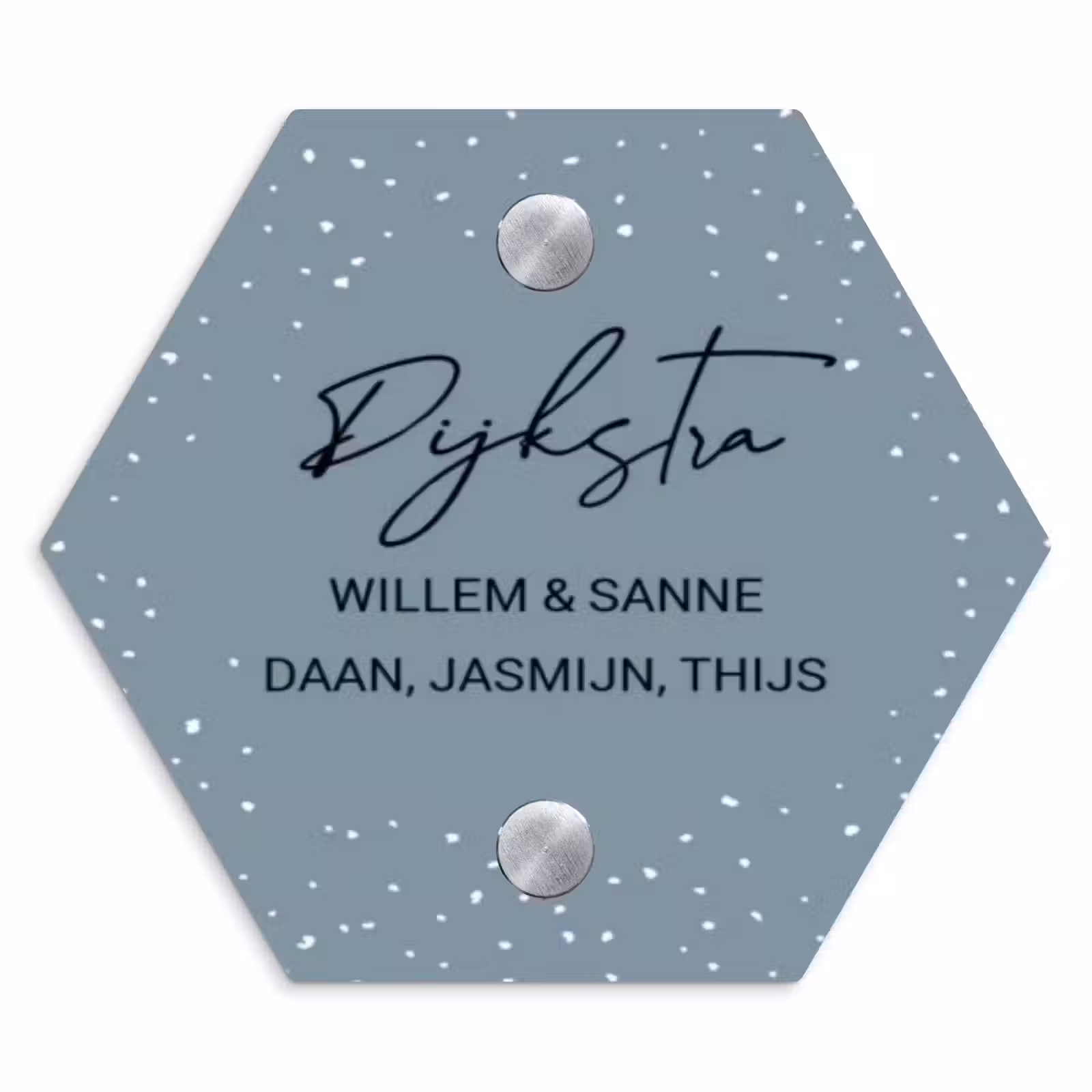 Naambordje voordeur - Hexagon - Grijsgroen met stippen - Sierlijk — 1