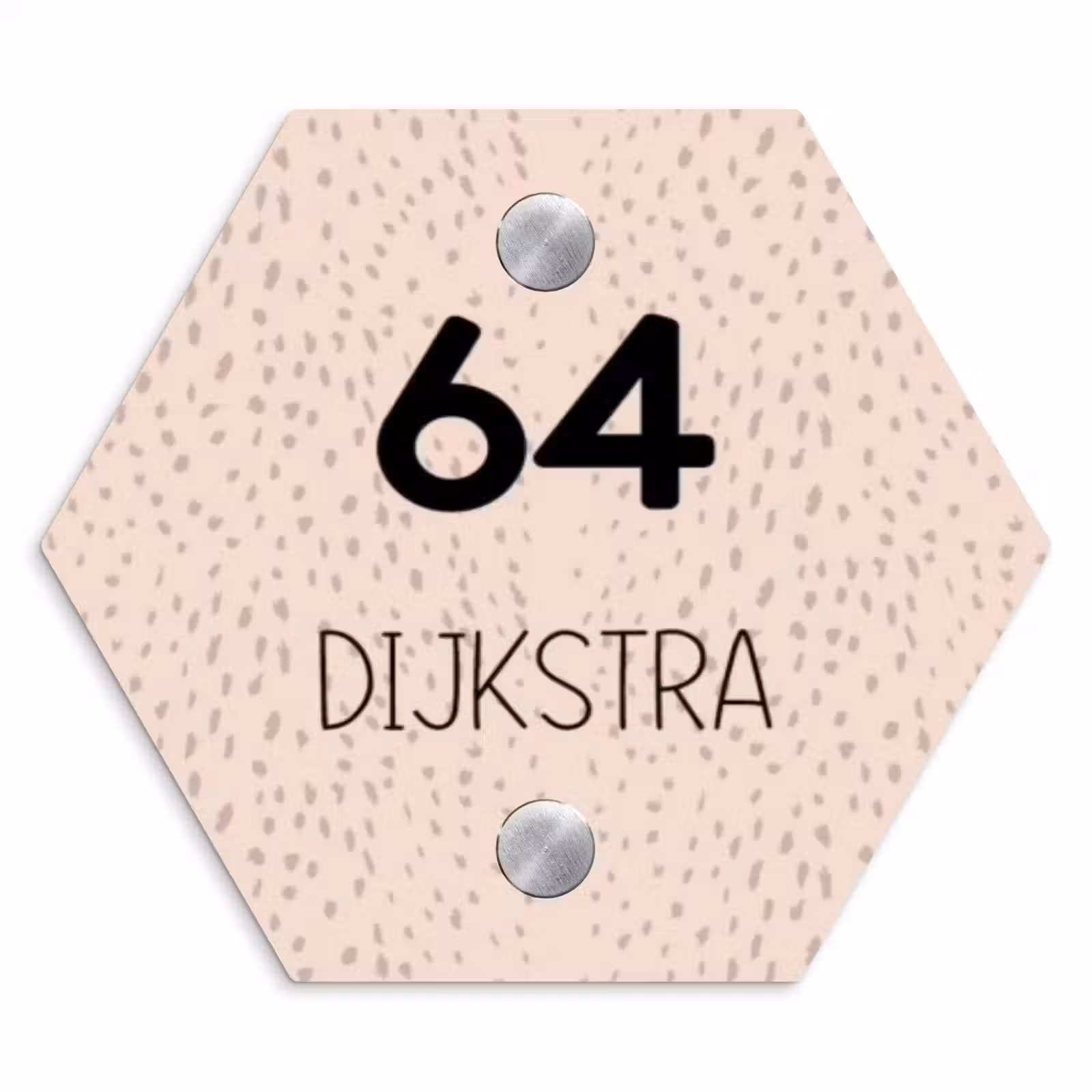 Naambordje voordeur - Hexagon - Lichtroze met stippen - Modern — 1