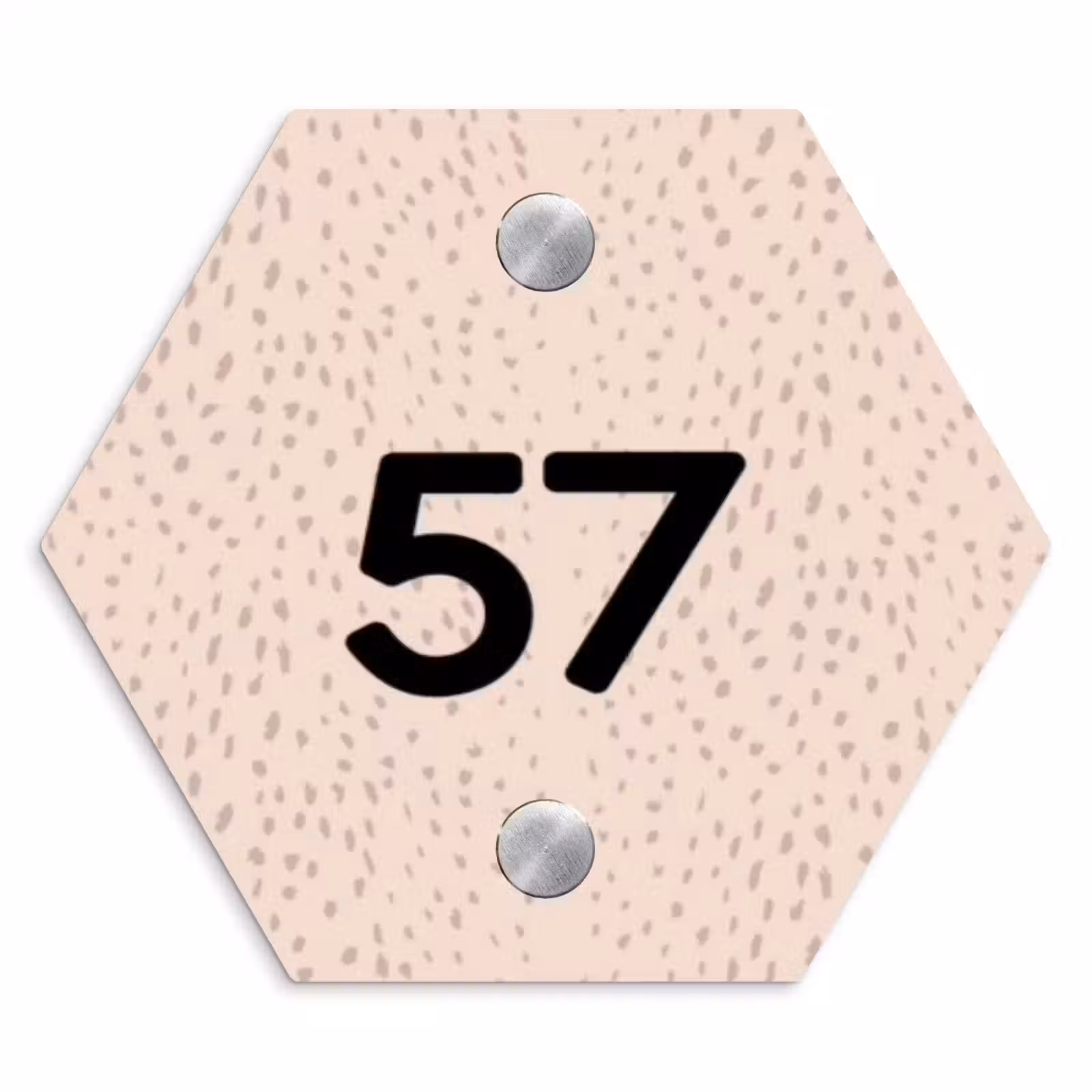 Naambordje voordeur - Hexagon - Lichtroze met stippen - Traditioneel — 1