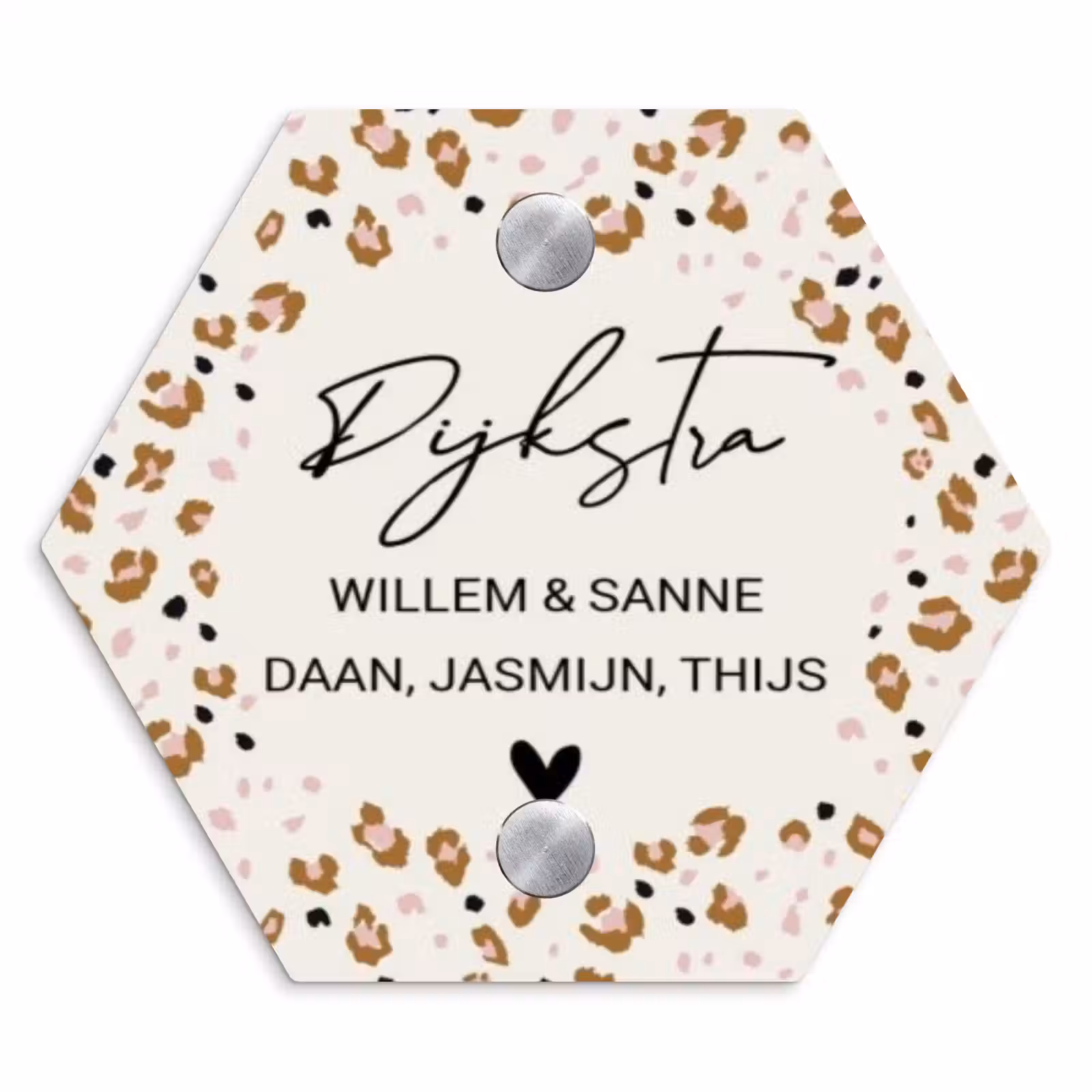 Naambordje voordeur - Hexagon - Panterprint rand - Sierlijk — 1