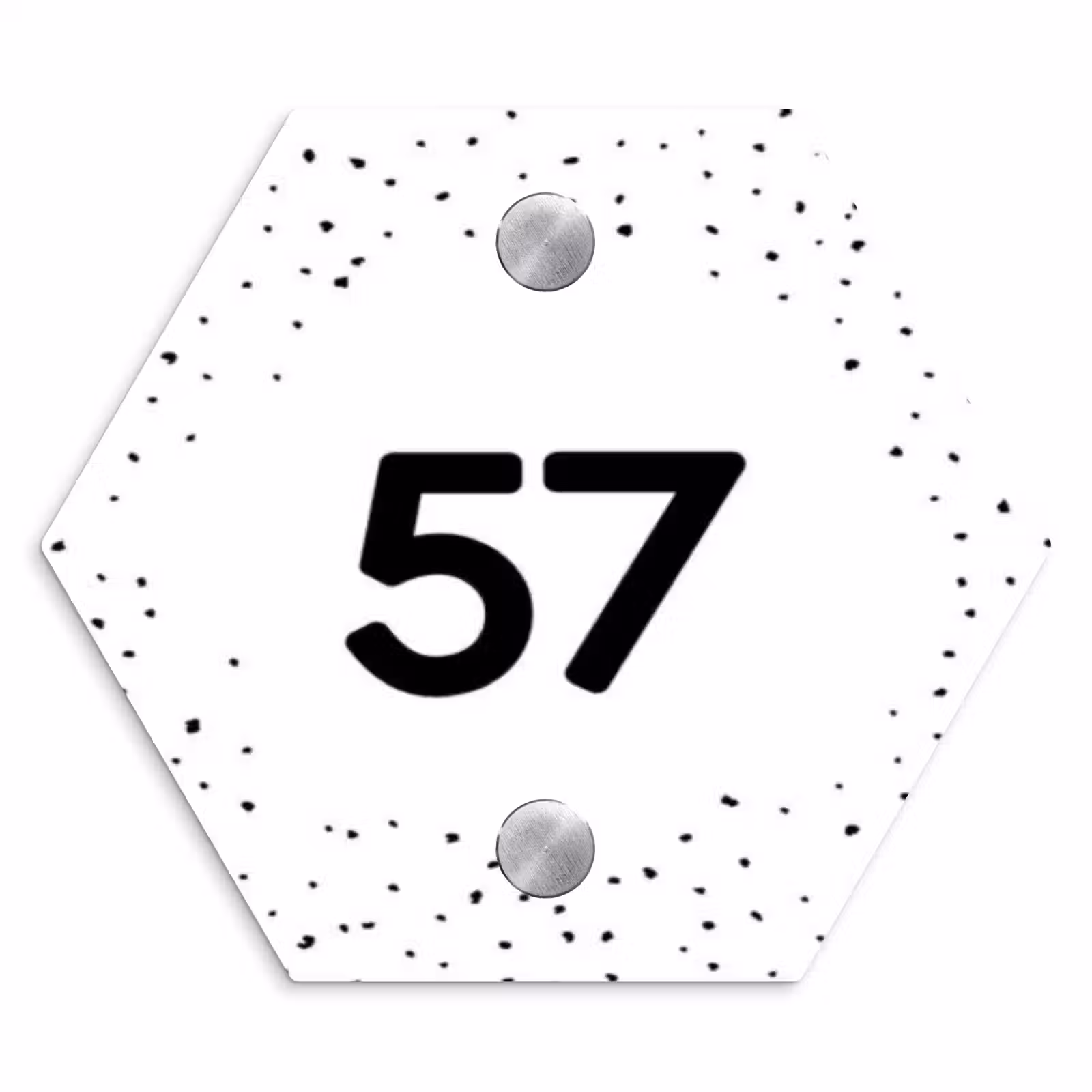 Naambordje voordeur - Hexagon - Wit met stippen - Traditioneel — 1