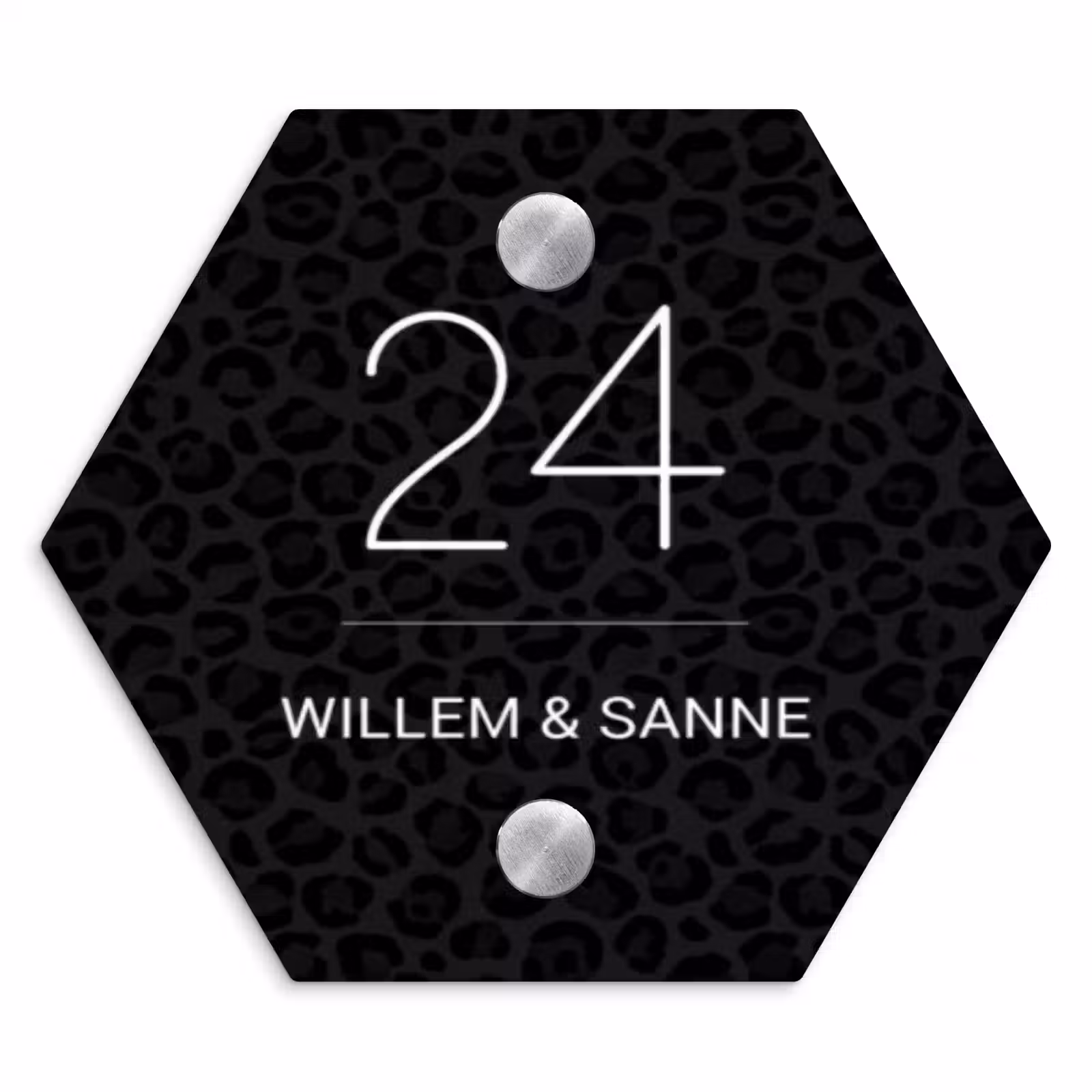 Naambordje voordeur - Hexagon - Zwart panterprint - Klassiek — 1