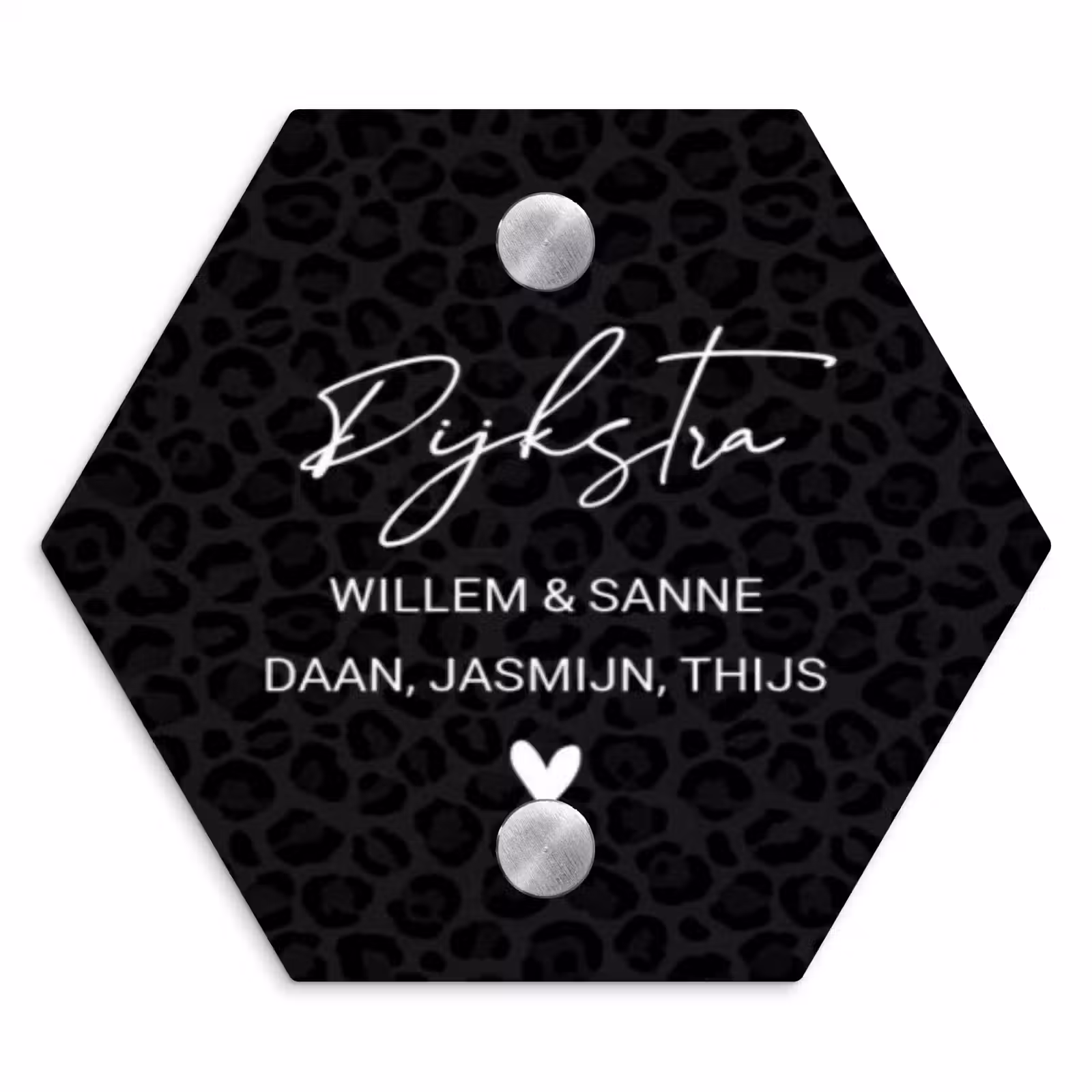 Naambordje voordeur - Hexagon - Zwart panterprint - Sierlijk — 1