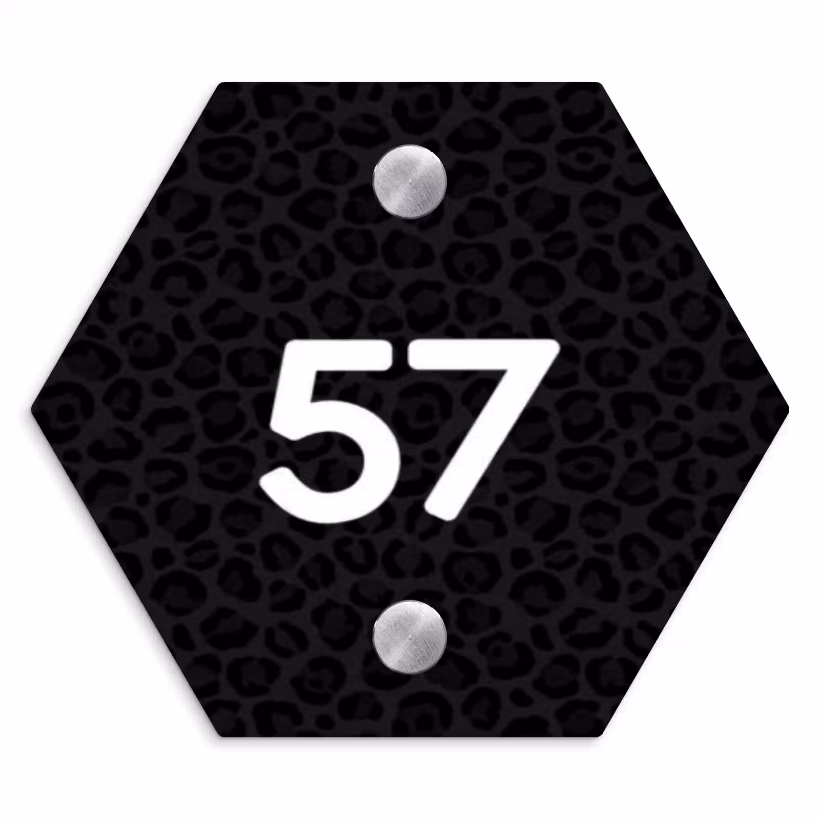Naambordje voordeur - Hexagon - Zwart panterprint - Traditioneel — 1