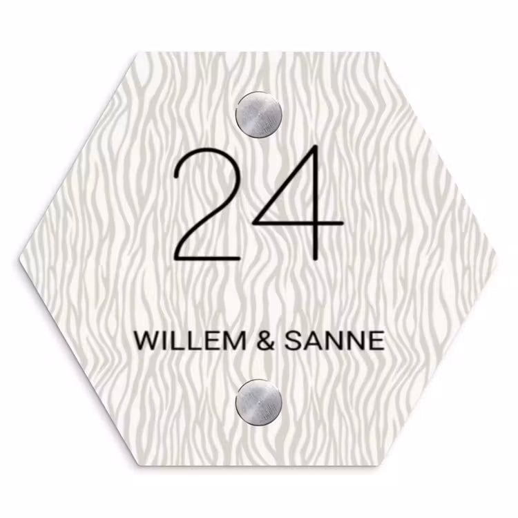 Naambordje voordeur - Hexagon - Beige golvende strepen - Klassiek — 1