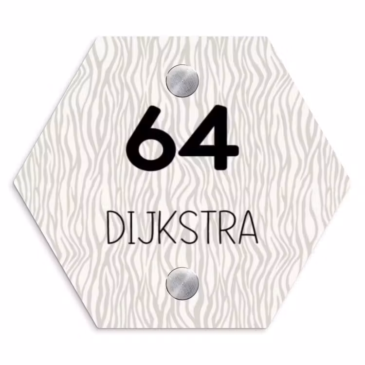 Naambordje voordeur - Hexagon - Beige golvende strepen - Modern — 1