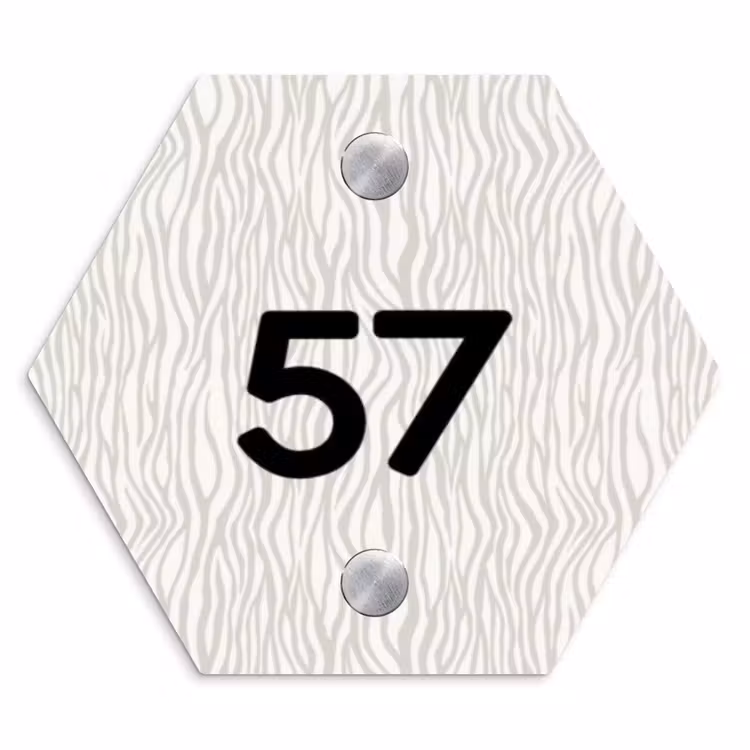 Naambordje voordeur - Hexagon - Beige golvende strepen - Traditioneel — 1