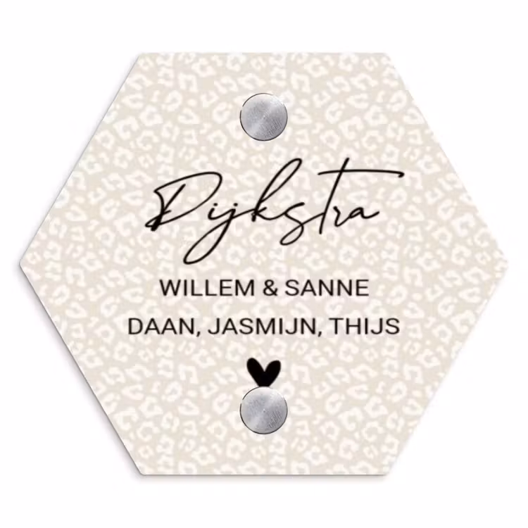 Naambordje voordeur - Hexagon - Beige panterprint - Sierlijk — 1