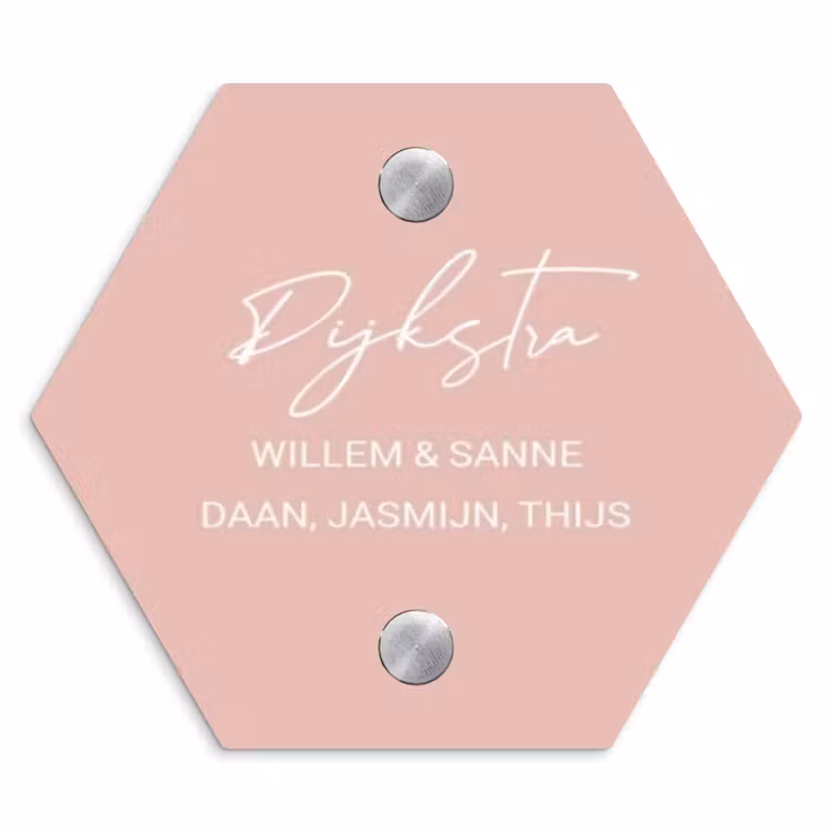 Naambordje voordeur - Hexagon - Effen roze - Sierlijk — 1