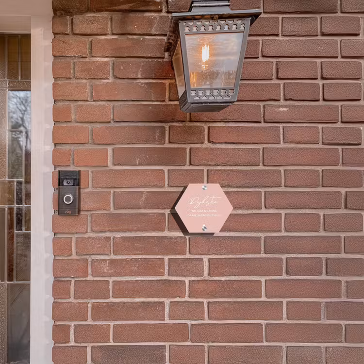 Naambordje voordeur - Hexagon - Effen roze - Sierlijk — 3