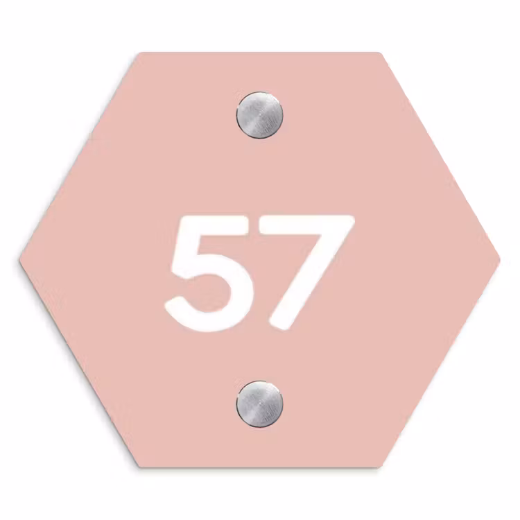 Naambordje voordeur - Hexagon - Effen roze - Traditioneel — 1