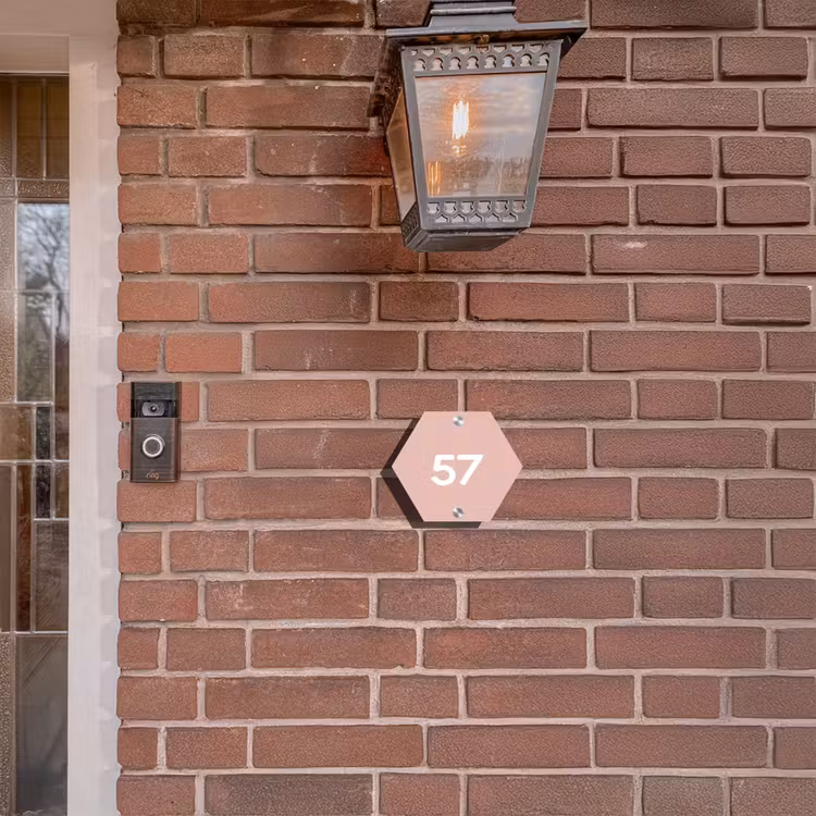 Naambordje voordeur - Hexagon - Effen roze - Traditioneel — 3