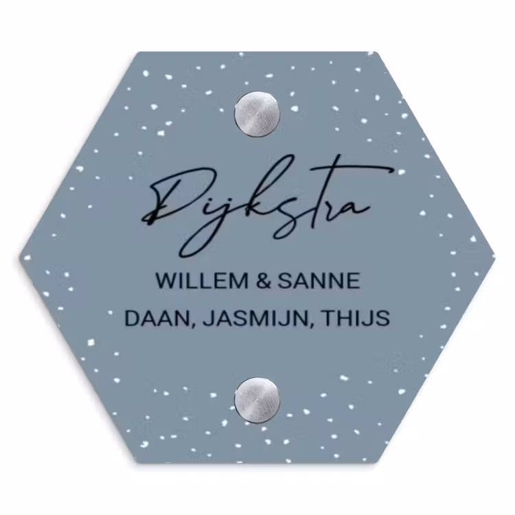 Naambordje voordeur - Hexagon - Grijsgroen met stippen - Sierlijk — 1