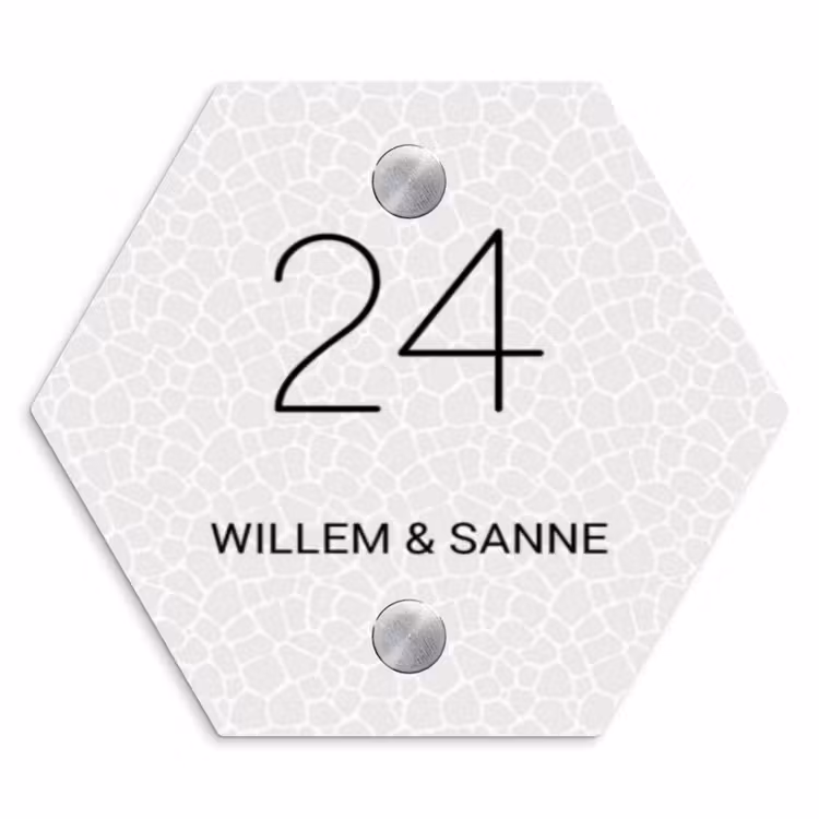 Naambordje voordeur - Hexagon - Lichte mozaïek - Klassiek — 1