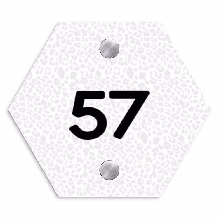 Naambordje voordeur - Hexagon - Lichtgrijs luipaard - Traditioneel — 1