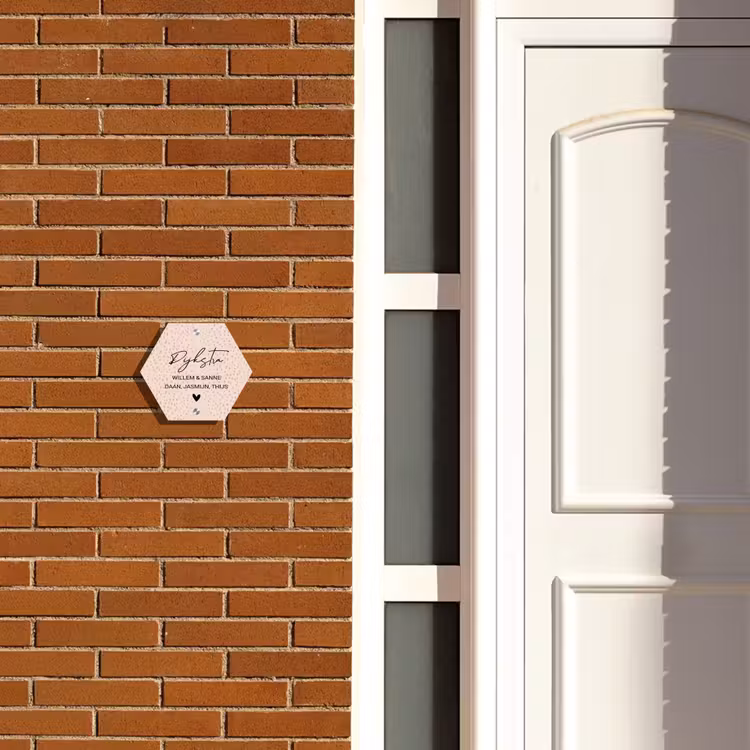 Naambordje voordeur - Hexagon - Lichtroze met stippen - Sierlijk — 2