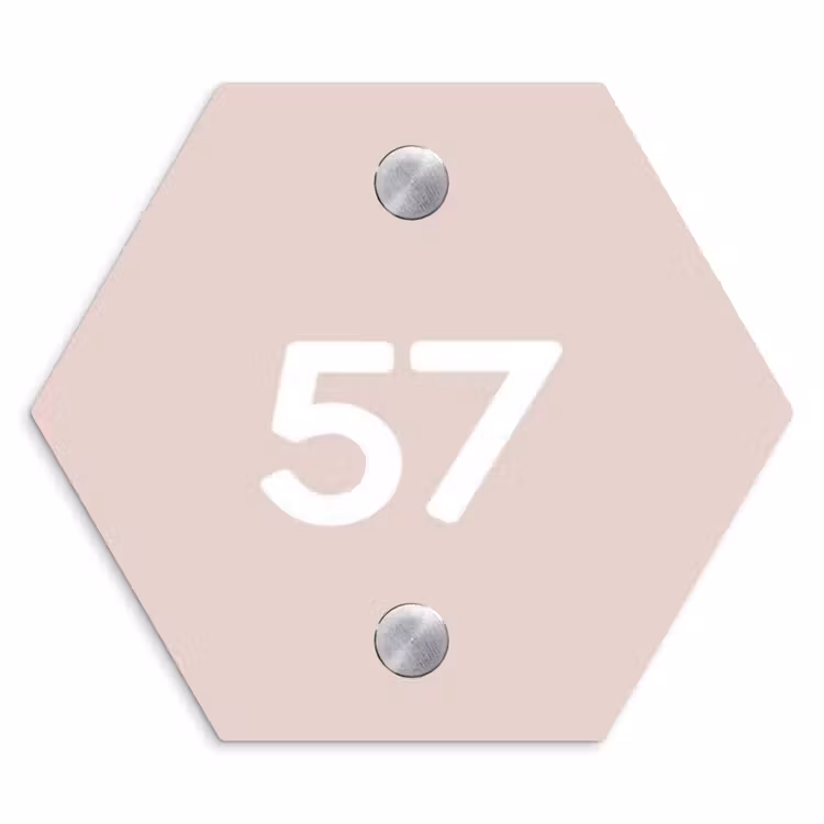 Naambordje voordeur - Hexagon - Lichtroze - Traditioneel — 1
