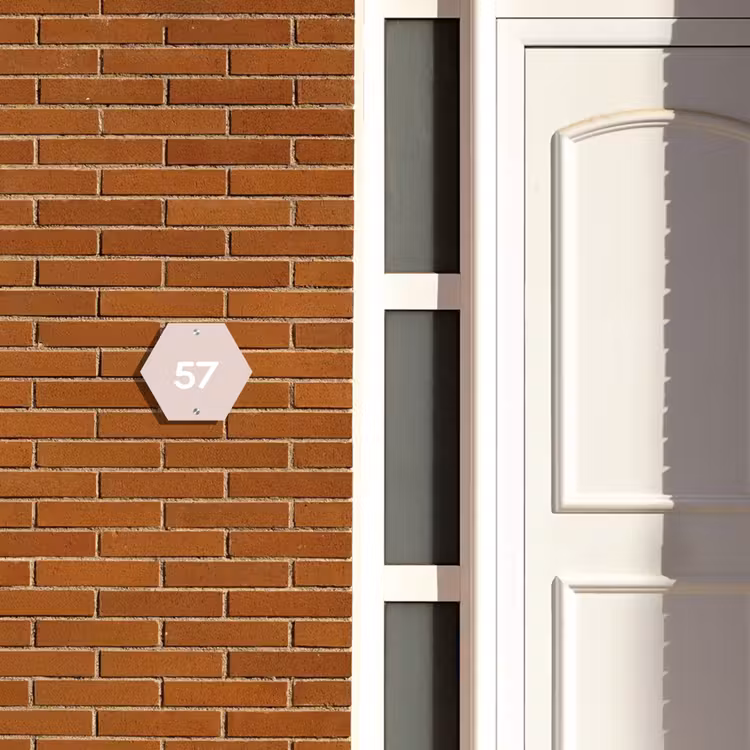 Naambordje voordeur - Hexagon - Lichtroze - Traditioneel — 2