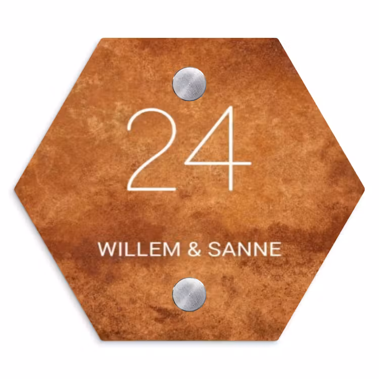 Naambordje voordeur - Hexagon - Roest - Klassiek — 1