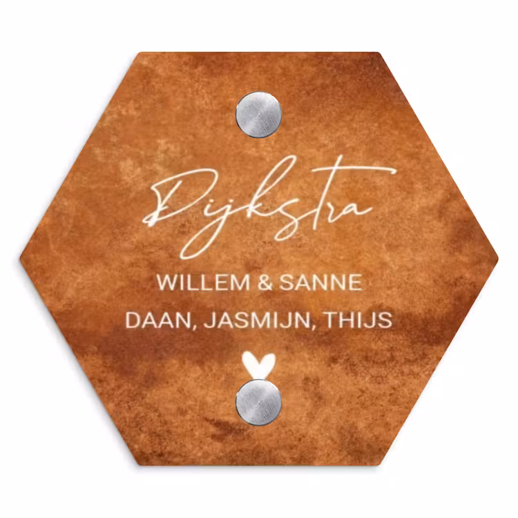 Naambordje voordeur - Hexagon - Roest - Sierlijk — 1