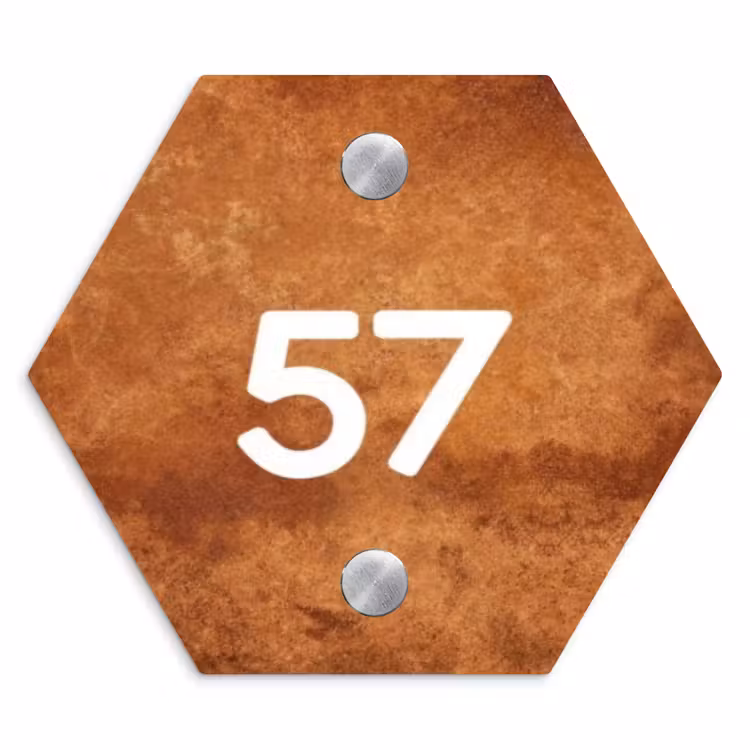 Naambordje voordeur - Hexagon - Roest - Traditioneel — 1