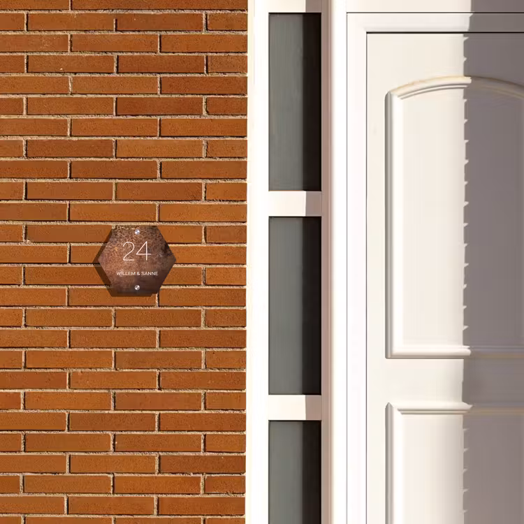Naambordje voordeur - Hexagon - Verweerd metaal - Klassiek — 2