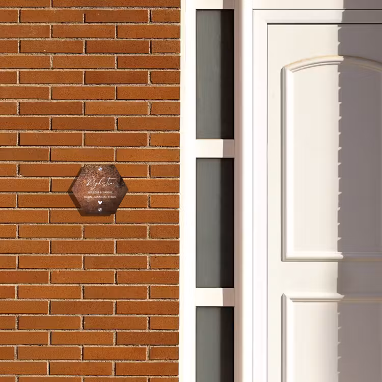 Naambordje voordeur - Hexagon - Verweerd metaal - Sierlijk — 2
