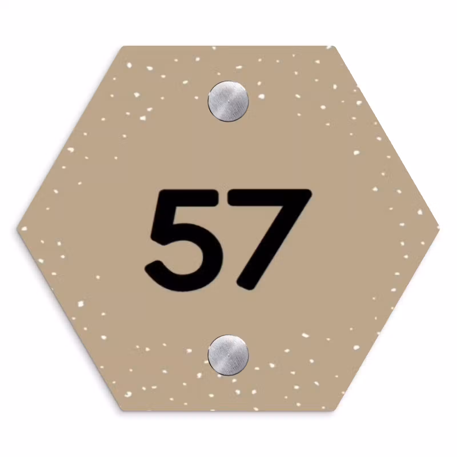 Naambordje voordeur - Hexagon - Beige met stippen - Traditioneel — 1